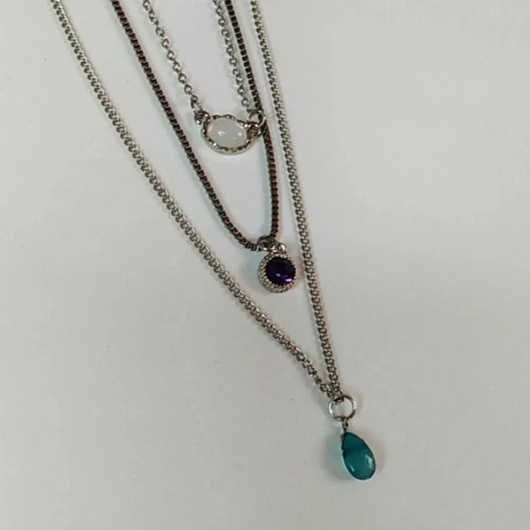 NWT Silver Dainty Chain Charm Women's Layered Necklace Fashion Earrings Set - Picture 1 of 2